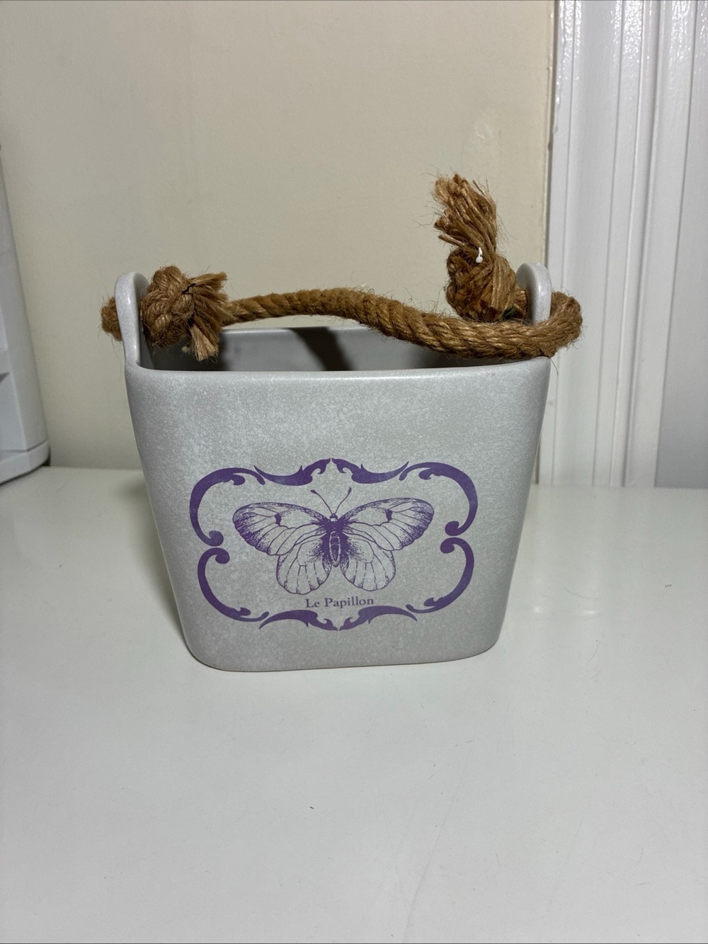 Le Papillon Ceramic Butterfly Planter Rope Handle Utensils Storage Organization